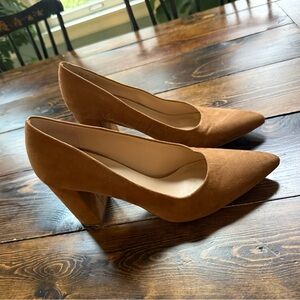 Franco Sarto Tan Block Heel Pumps